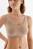 Bezszwowy krótki tank top damski Gabriella Seamless w kolorze natural, rozmiar S #extras_natural