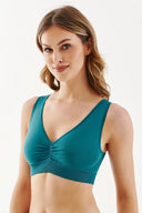 Bezszwowy top z marszczeniem Shape Gabriella w kolorze szmaragdowym, rozmiar S/M #extras_emerald