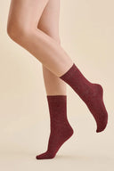 Brokatowe skarpetki Gabriella Nora w kolorze bordo/gold #extras_bordo/gold