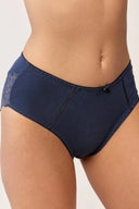 Prążkowane figi damskie Gabriella BM052 z ozdobnymi paseczkami w kolorze jeans, rozmiar M #extras_jeans