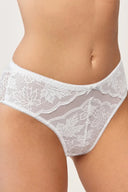 Figi damskie Gabriella BM056 z koronki w roślinny wzór w kolorze białym rozmiar S/M #extras_bianco