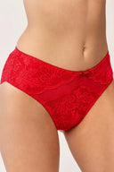 Figi damskie Gabriella BM056 z koronki w roślinny wzór w kolorze czerwonym rozmiar S/M #extras_red