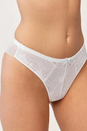 Stringi damskie Gabriella BM059 z siateczkowym wzorem kwiatowym w kolorze białym rozmiar S #extras_bianco