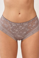 Figi damskie Gabriella BM060 z prześwitującej siateczki w kwiaty w kolorze taupe, rozmiar S/M #extras_taupe