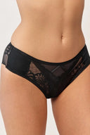 Siateczkowe figi Gabriella BM061 w roślinny wzór w kolorze czarnym, rozmiar S/M #extras_nero