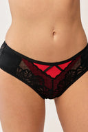 Siateczkowe figi Gabriella BM061 w roślinny wzór, kolor nero/red, rozmiar S/M #extras_nero/red