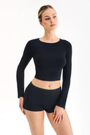 Bezszwowy krótki top z długim rękawem