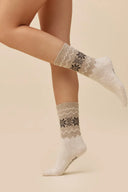 Wełniane skarpetki Gabriella SW070 w skandynawski wzór w kolorze latte/beige, rozmiar 35/38 #extras_latte/beige