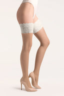 Pończochy samonośne Katherine Gabriella natural z białym i champagne detalem rozmiar 1/2 #extras_natural/bianco/champagne